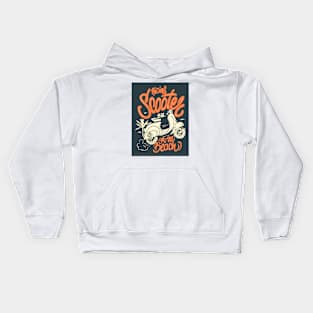 RIDING SCOOTER ON THE BEACH Kids Hoodie